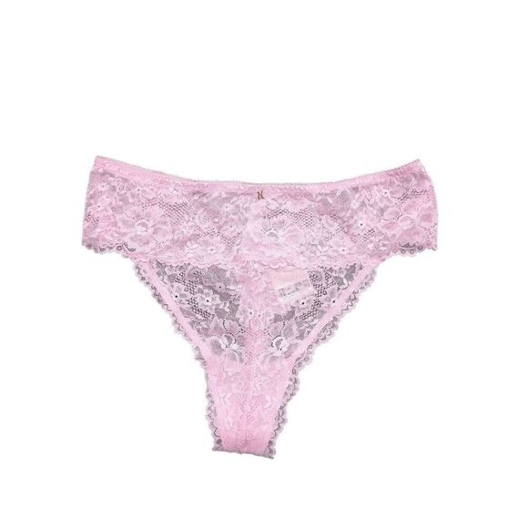 NWT Savage X Fenty Pink Floral Lace High Leg Brazilian Women's 2X - Picture 1 of 6